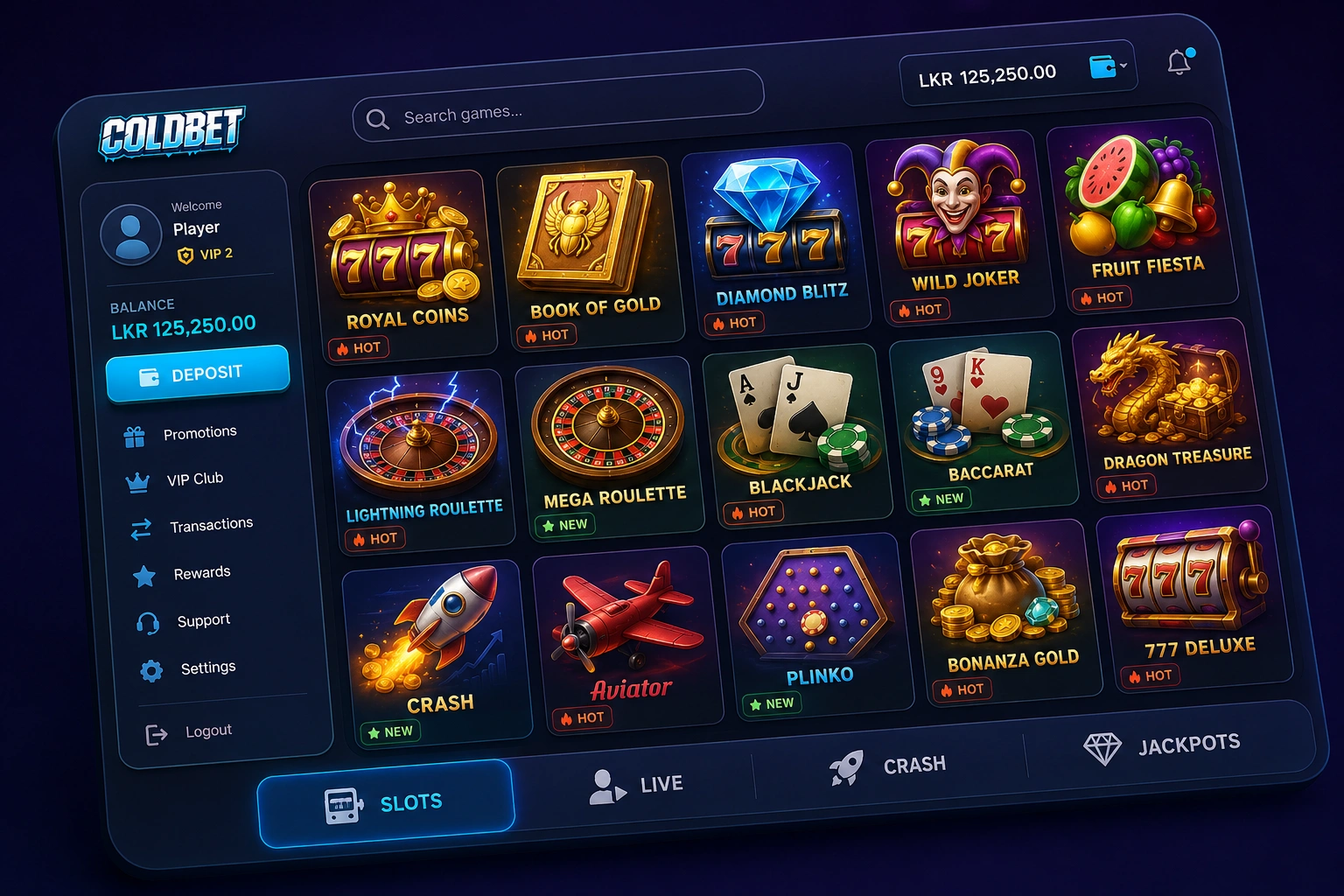 ColdBet Casino Sri Lanka — 14,000+ Games, Live Dealers and Crash Games in One Lobby